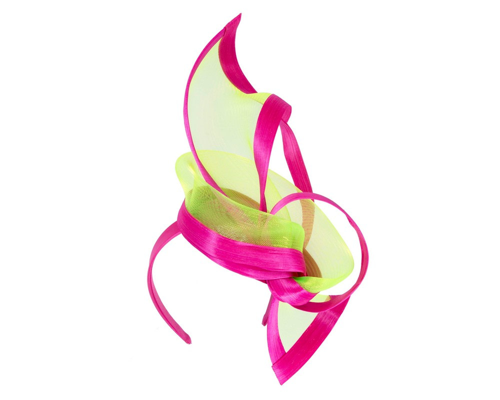 Bespoke Fuchsia and Lime fascinator by Fillies Collection - Image 2