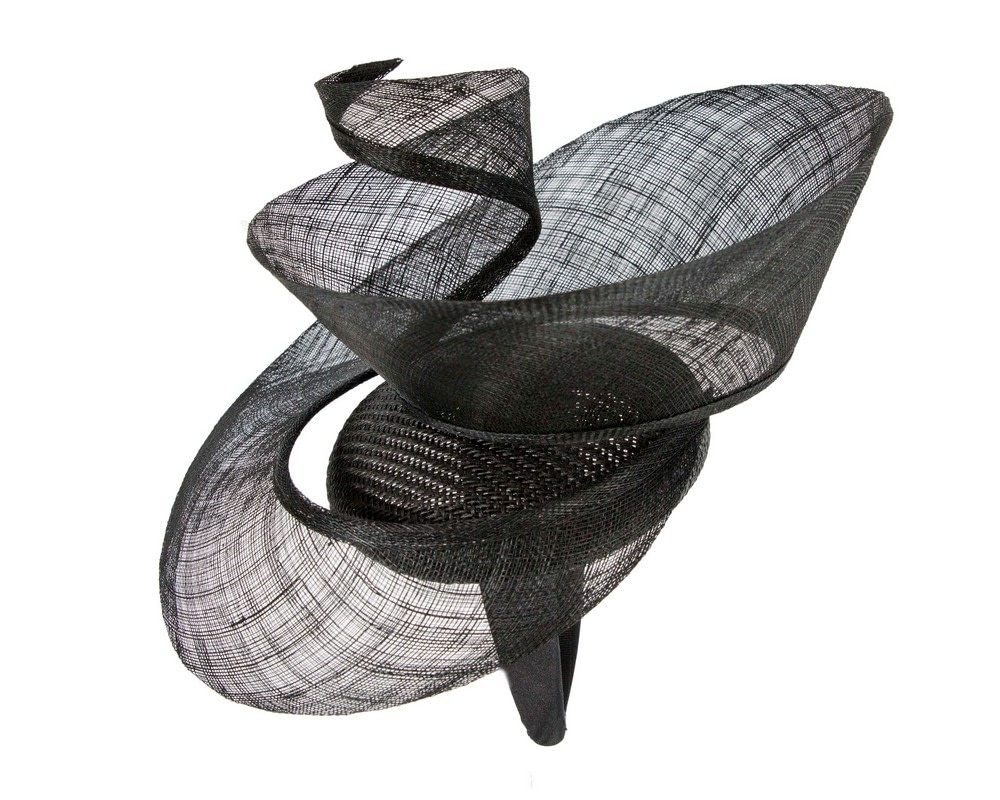 Black sinamay fascinator by Fillies Collection - Image 3