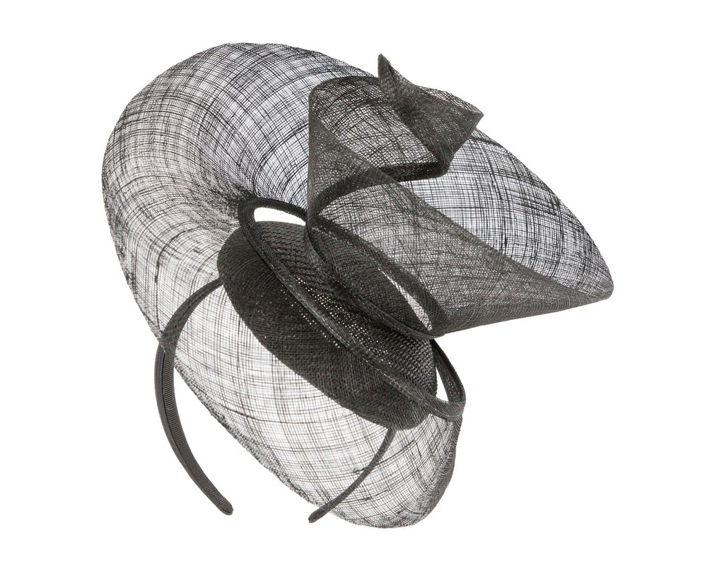 Black sinamay fascinator by Fillies Collection - Image 2