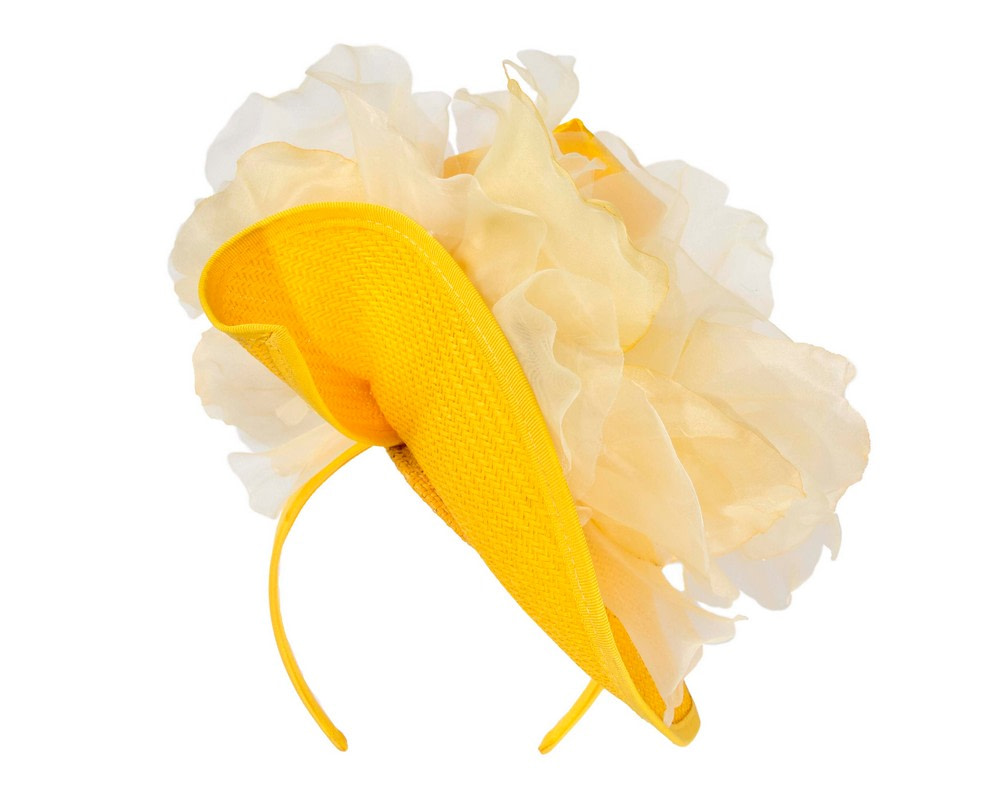 Yellow fascinator with large flower by Fillies Collection - Fascinators.com.au Yellow fascinator with large flower by Fillies Collection - Image 6