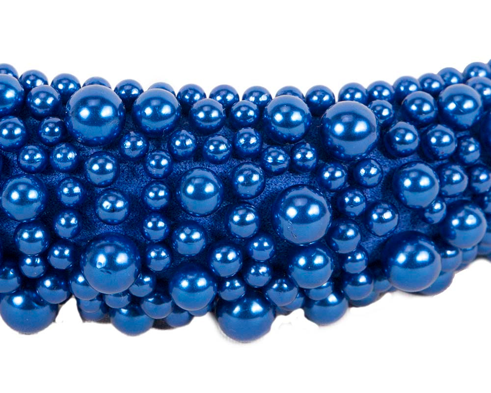 Royal Blue pearls fascinator headband - Image 3