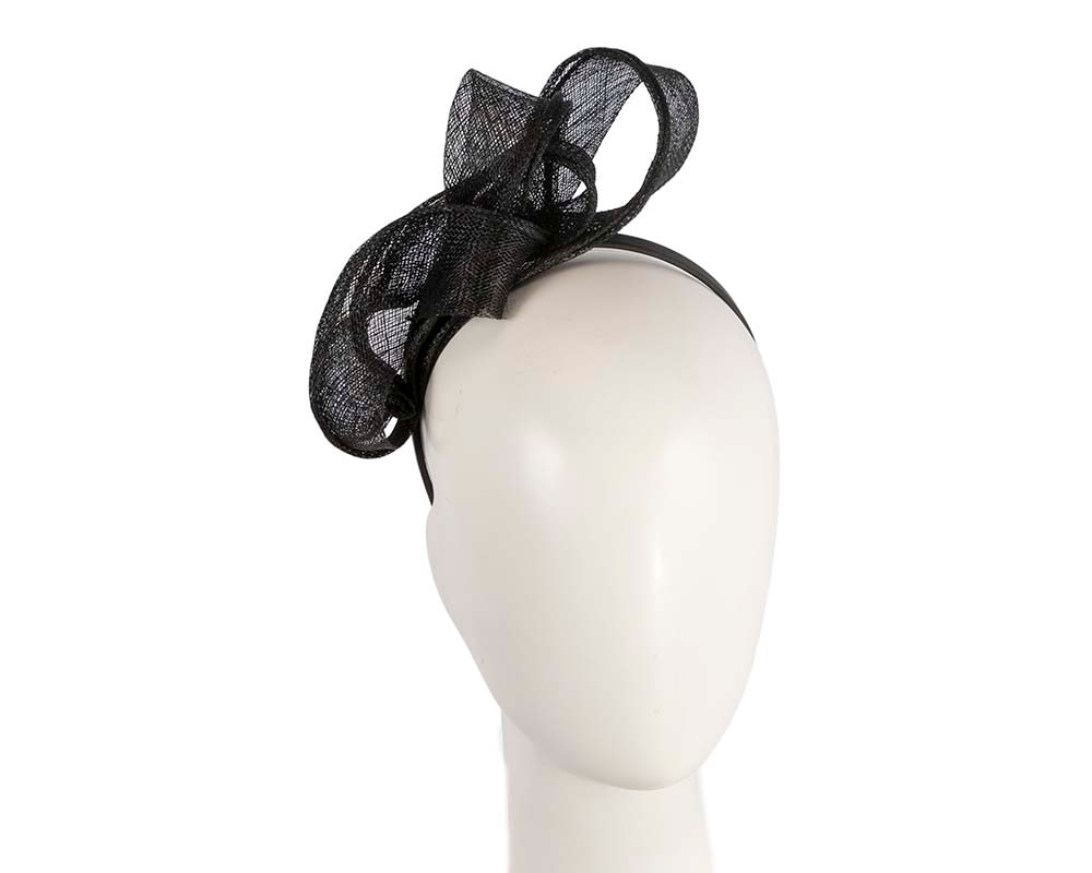 Black layered sinamay fascinator