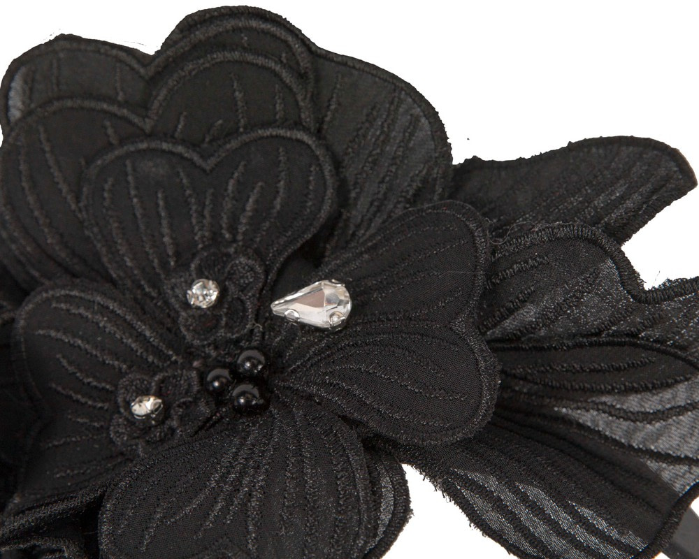 Black lace flower fascinator by Max Alexander - Image 3