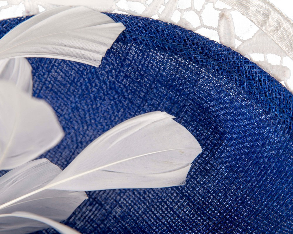 Large blue & white spring racing fascinator by Fillies Collection - Fascinators.com.au Large blue & white spring racing fascinator by Fillies Collection - Image 5