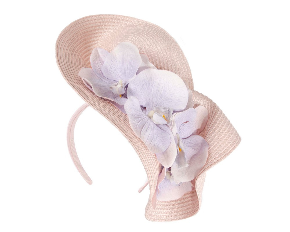 Large pink fascinator with lilac orchid flowers by Fillies Collection - Fascinators.com.au Large pink fascinator with lilac orchid flowers by Fillies Collection - Image 2