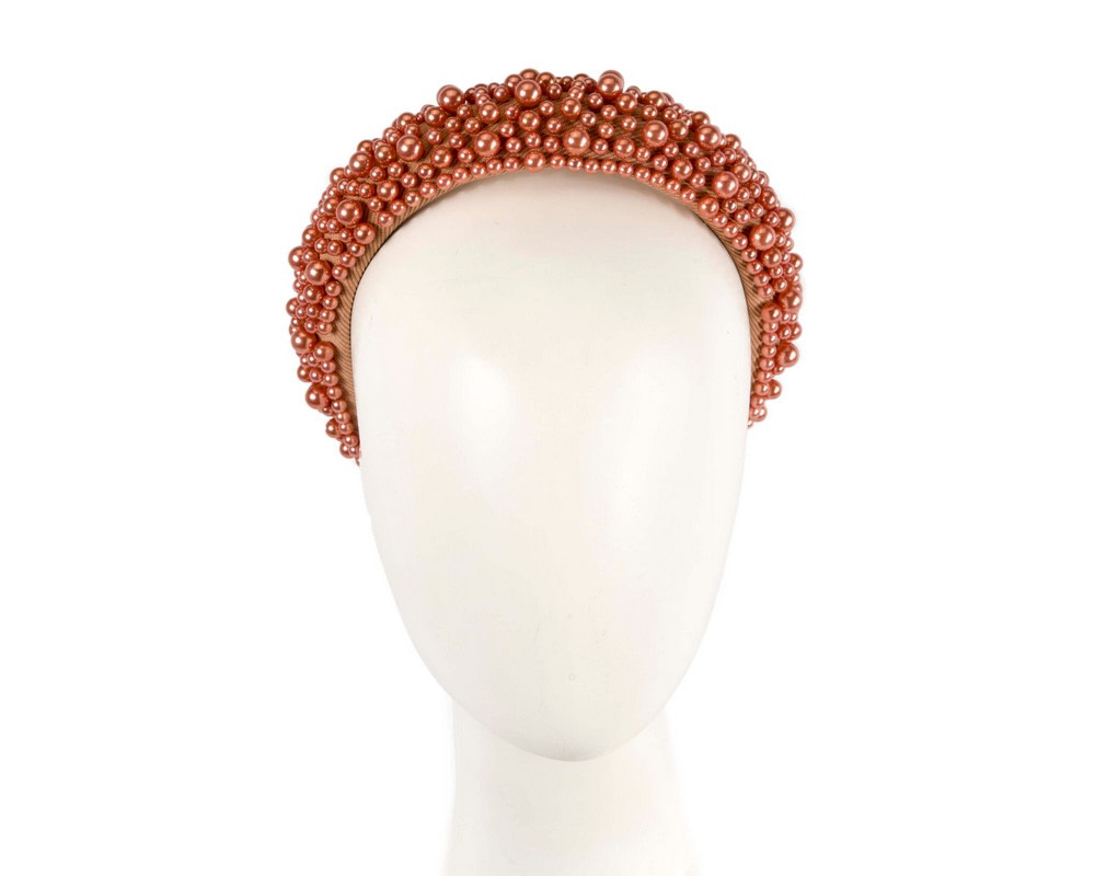 Bronze pearls fascinator headband