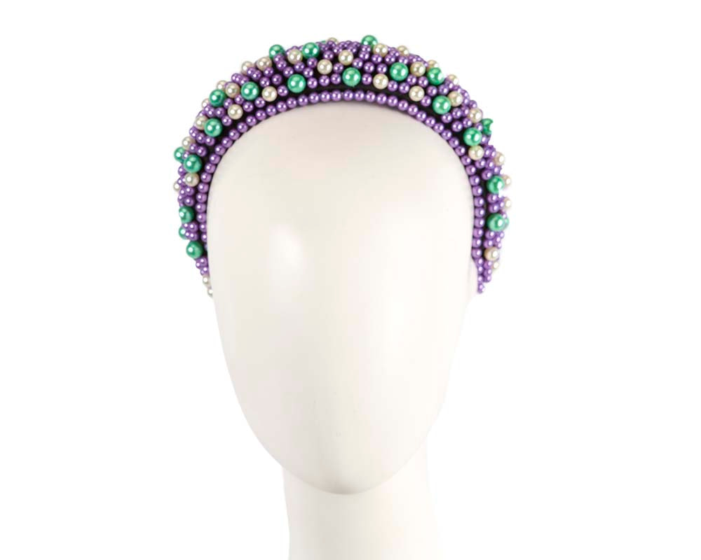 Multi-color pearls fascinator headband