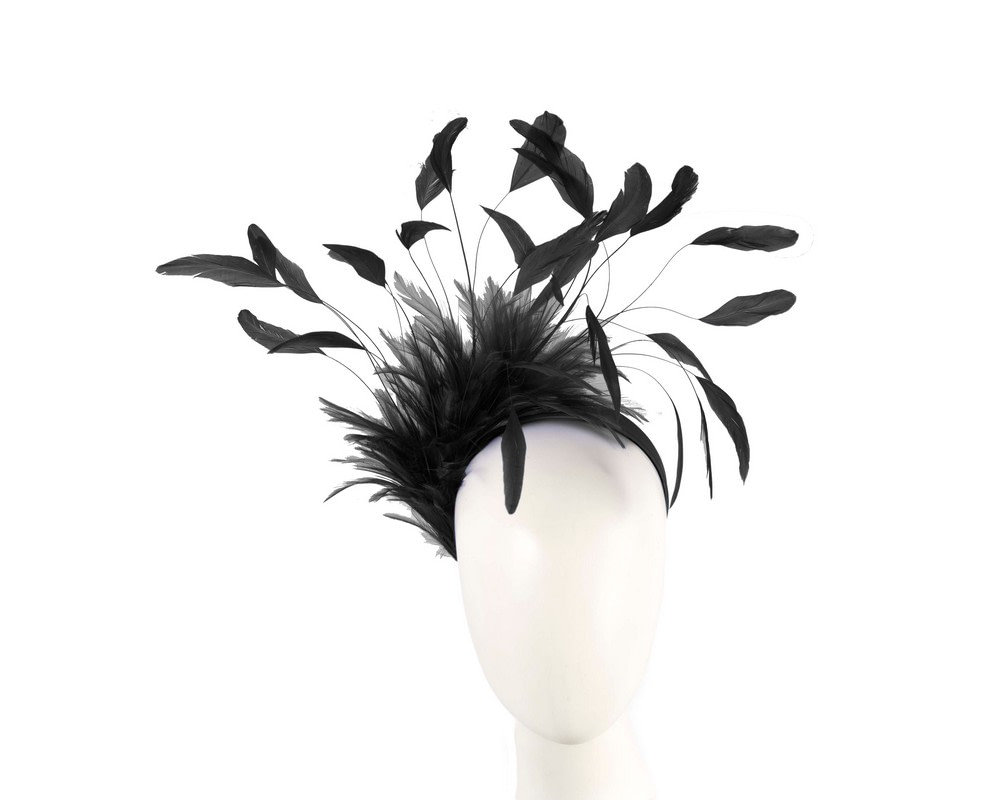 Black feather fascinator headband