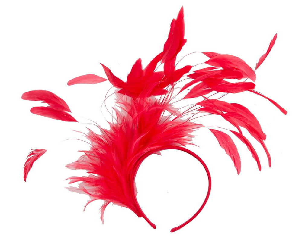 Red feather fascinator headband - Fascinators.com.au Red feather fascinator headband - Image 2