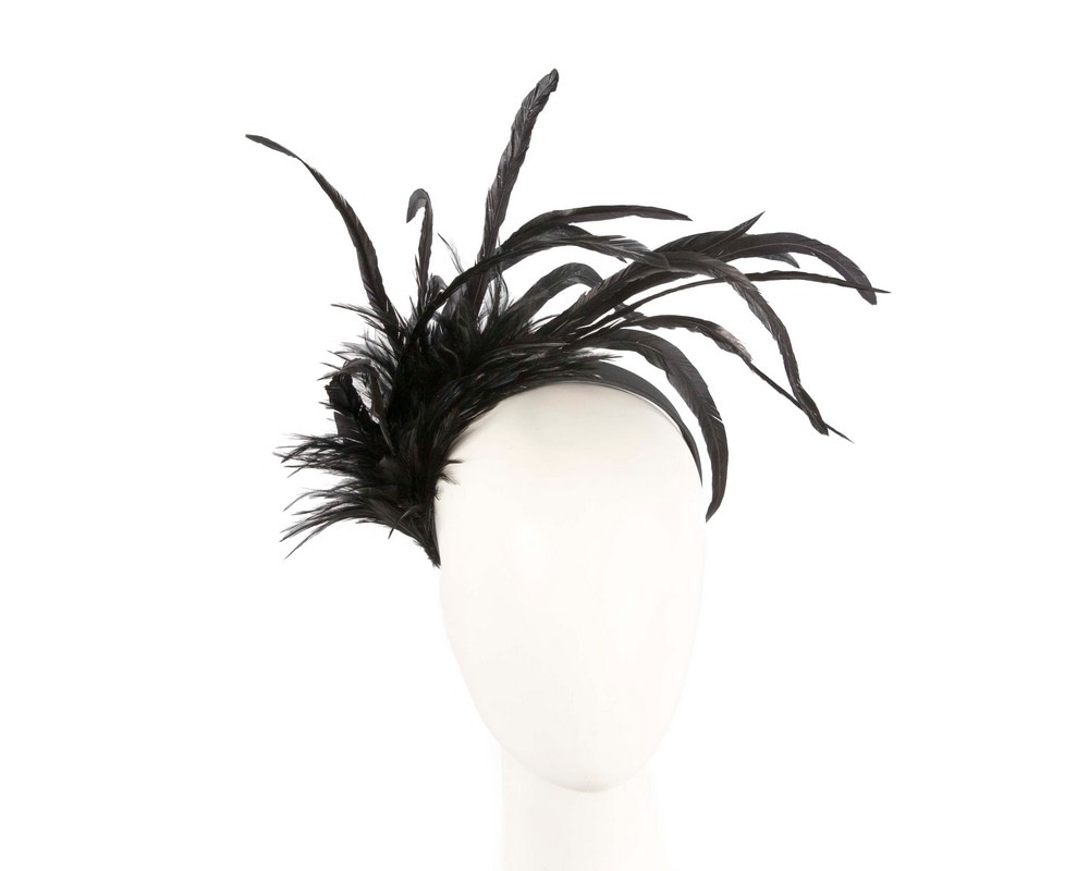 Black feather fascinator headband
