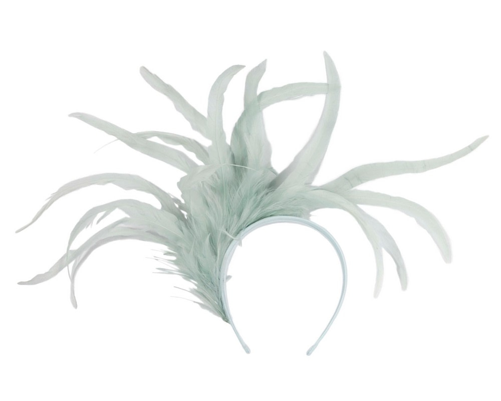 Light blue feather fascinator headband - Fascinators.com.au Light blue feather fascinator headband - Image 2
