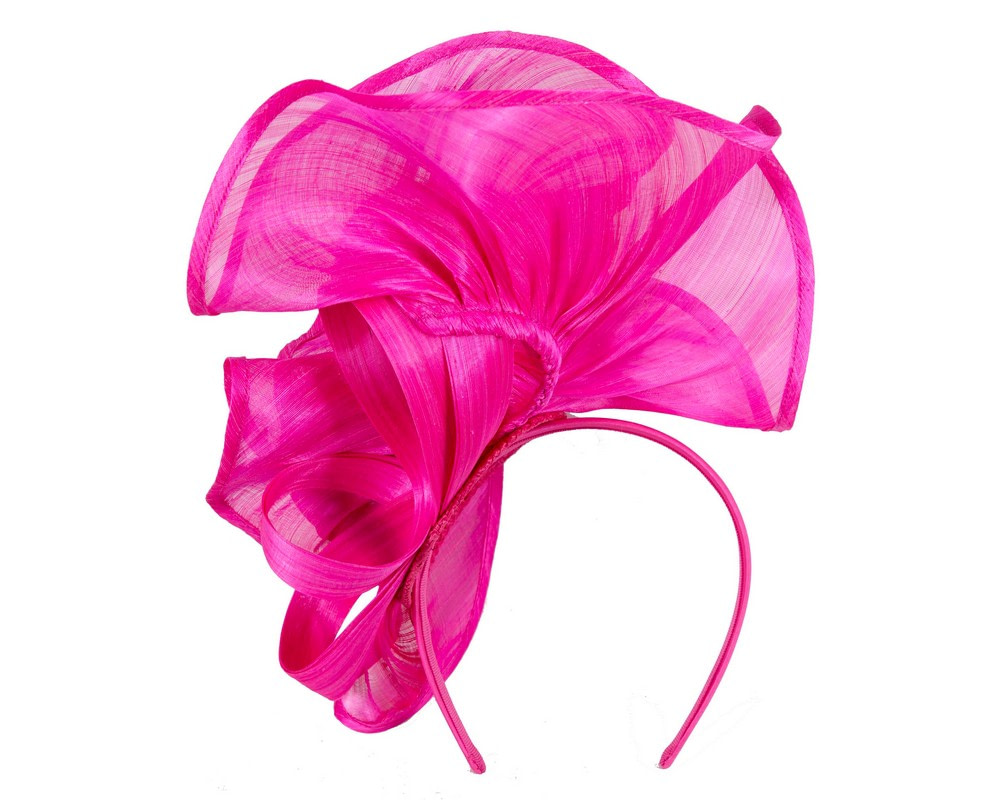 Exclusive hot pink silk abaca racing fascinator - Image 4