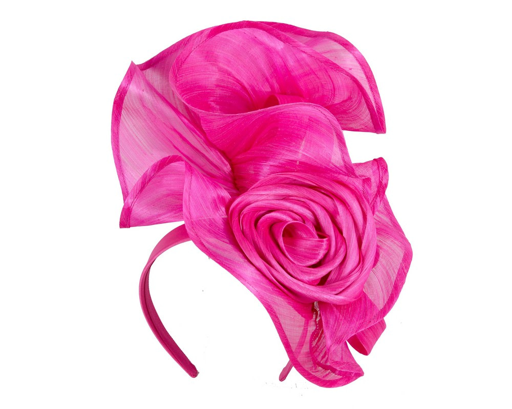 Exclusive hot pink silk abaca racing fascinator - Image 2