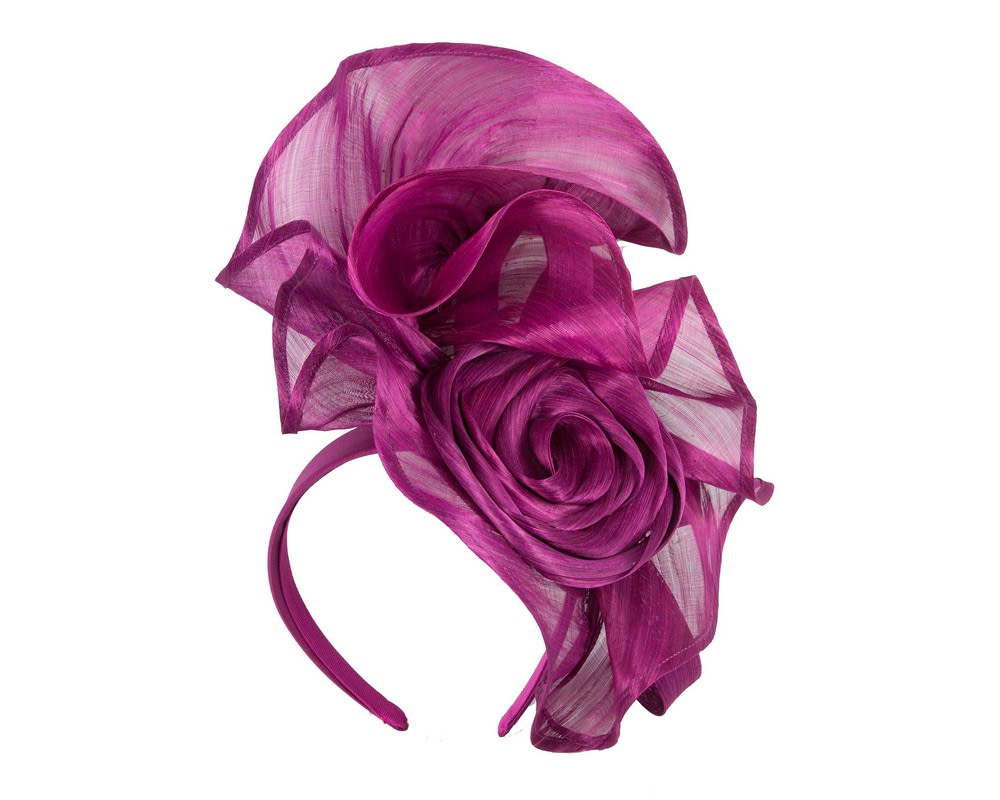 Exclusive maroon silk abaca racing fascinator - Fascinators.com.au Exclusive maroon silk abaca racing fascinator - Image 2
