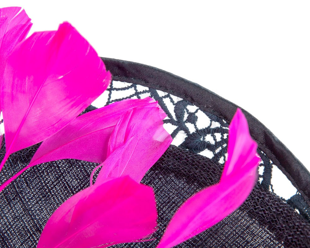 Large navy & fuchsia spring racing fascinator by Fillies Collection - Image 5