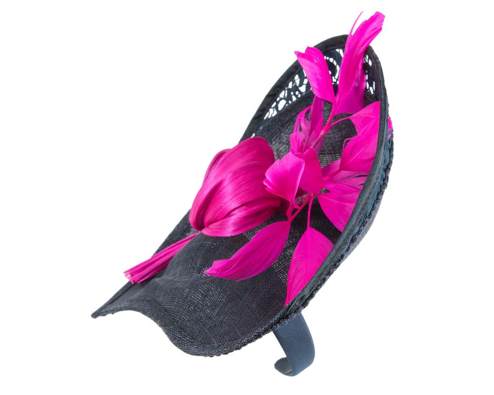 Large navy & fuchsia spring racing fascinator by Fillies Collection - Image 3