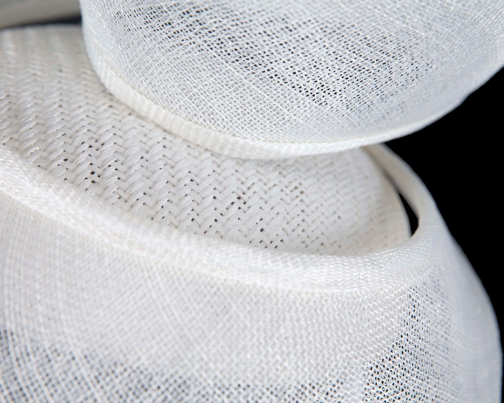 White sinamay fascinator by Fillies Collection - Image 5