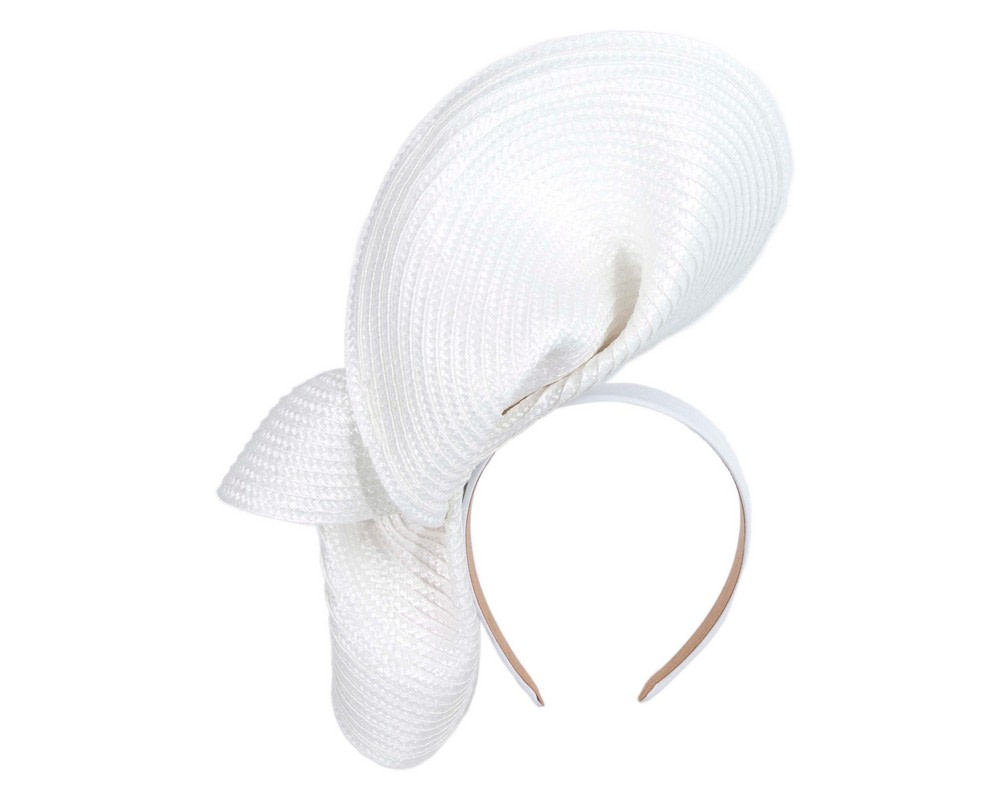 Large white fascinator with pink orchid flowers by Fillies Collection - Image 4
