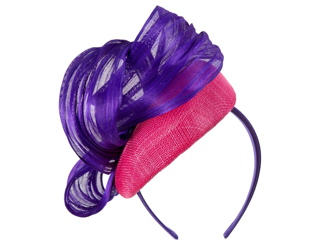 Fuchsia pillbox purple silk abaca bow by Fillies Collection - Fascinators.com.au Fuchsia pillbox purple silk abaca bow by Fillies Collection - Image 6