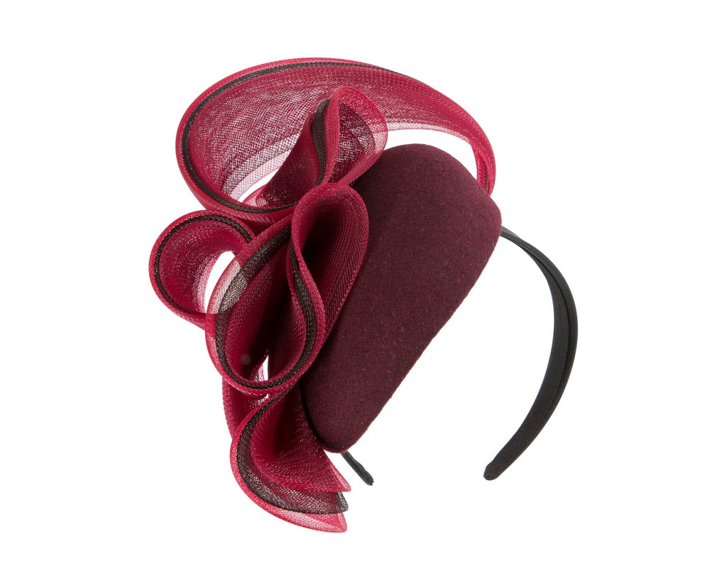 Wine winter racing pillbox fascinator by Fillies Collection - Fascinators.com.au Wine winter racing pillbox fascinator by Fillies Collection - Image 2