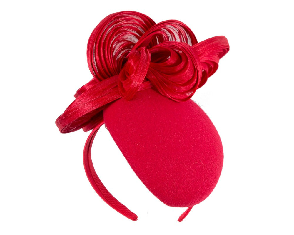 Bespoke red winter fascinator by Fillies Collection - Image 2