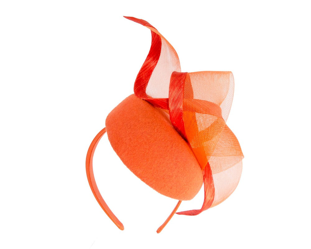 Orange Winter Pillbox Fascinator by Fillies Collection - Image 6