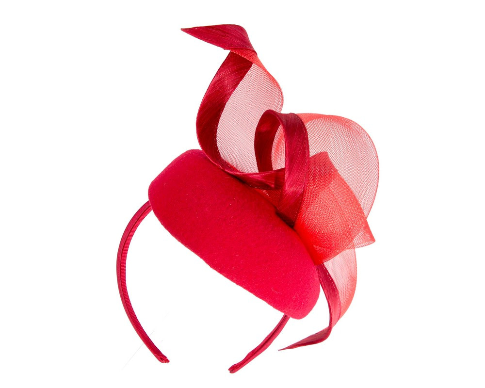 Red Winter Pillbox Fascinator by Fillies Collection - Image 6