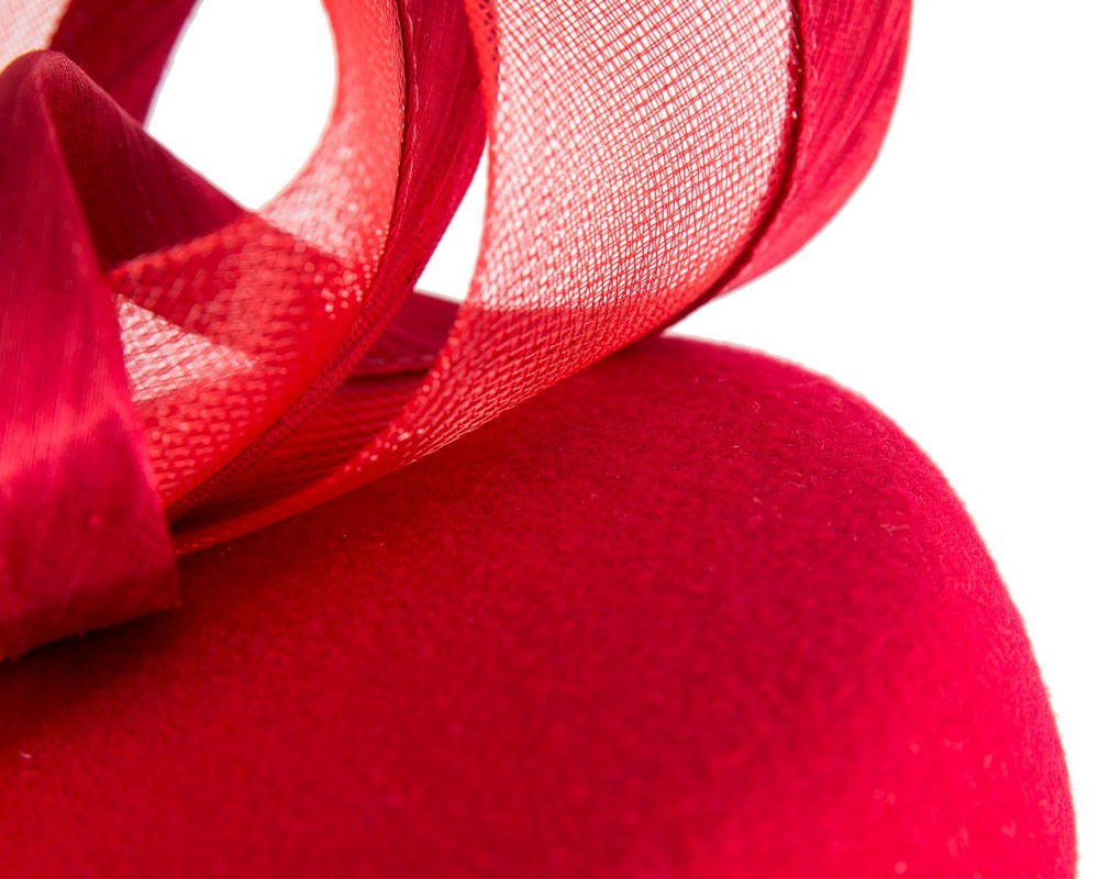 Red Winter Pillbox Fascinator by Fillies Collection - Image 5