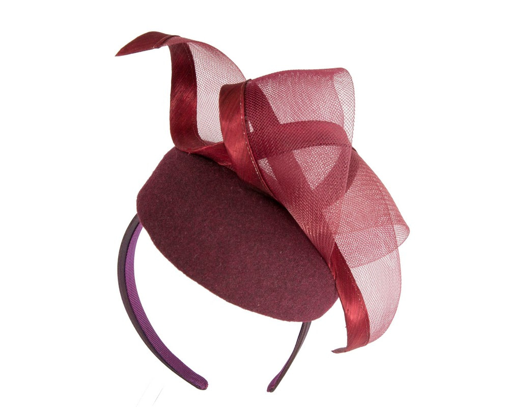 Wine-colored Winter Pillbox Fascinator by Fillies Collection - Image 6