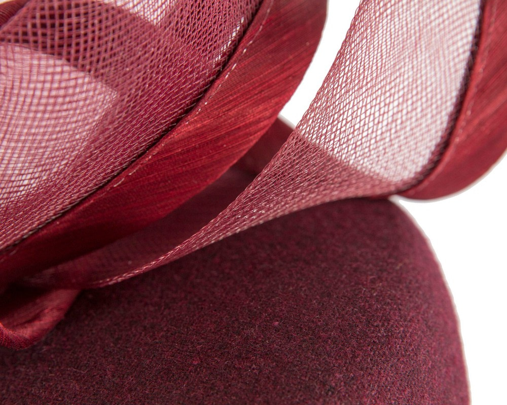 Wine-colored Winter Pillbox Fascinator by Fillies Collection - Image 5