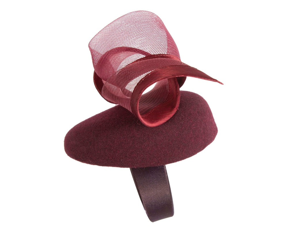 Wine-colored Winter Pillbox Fascinator by Fillies Collection - Image 3