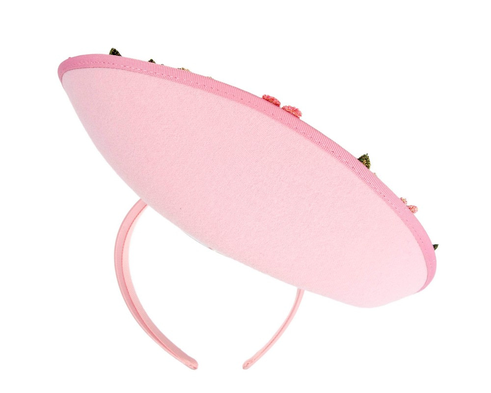 Pink Floral Fascinator with Embroidered Lace by Fillies Collection - Fascinators.com.au Pink Floral Fascinator with Embroidered Lace by Fillies Collection - Image 6