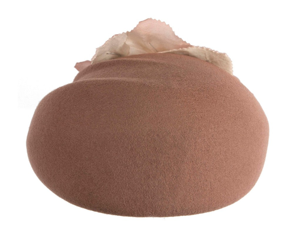 Taupe Felt Hat with Flower by Fillies Collection - Image 3