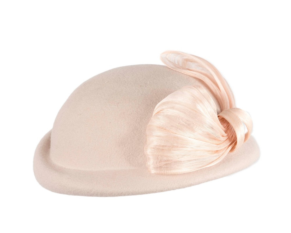 Nude Felt Hat with Silk Abaca Trim by Fillies Collection - Fascinators.com.au Nude Felt Hat with Silk Abaca Trim by Fillies Collection - Image 6