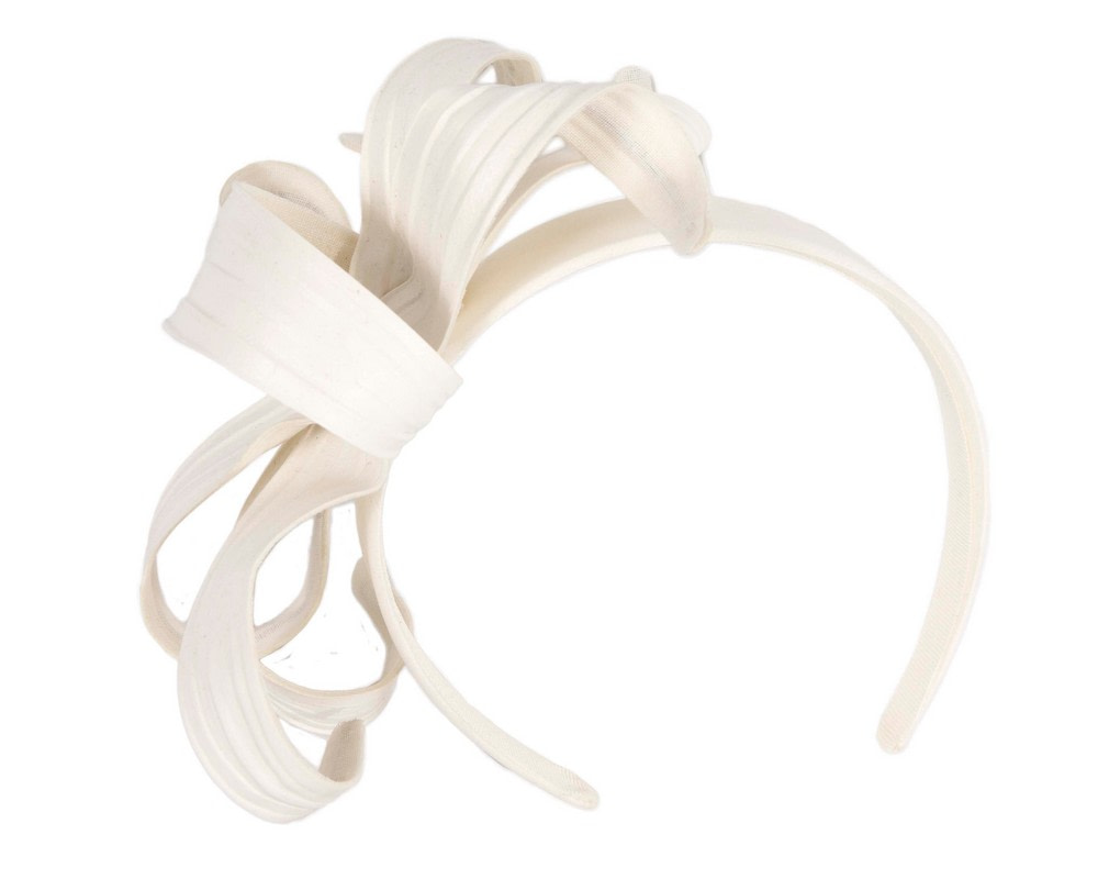Modern Cream Bow Fascinator by Max Alexander - Image 2