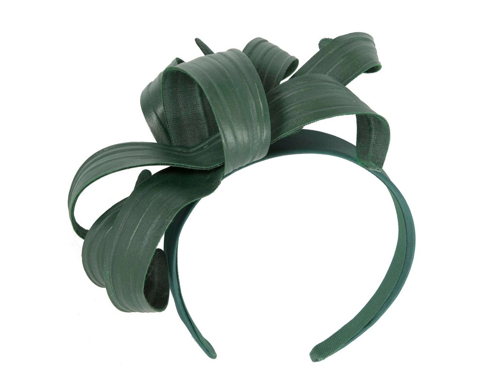 Modern Dark Green Bow Fascinator by Max Alexander - Image 2