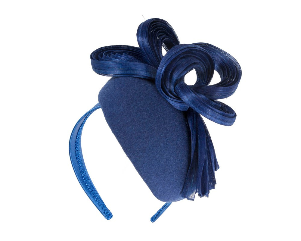 Bespoke royal blue winter fascinator by Fillies Collection - Image 2