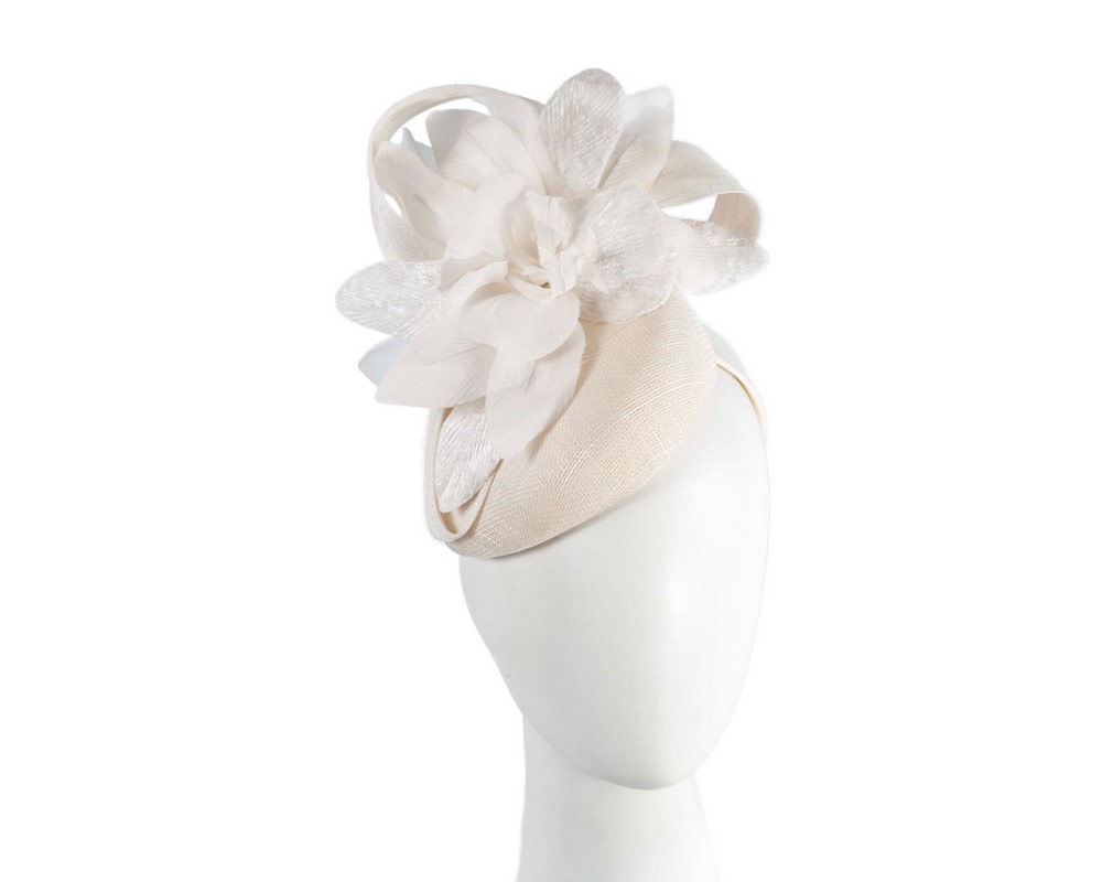 Bespoke cream pillbox racing fascinator with flower by Fillies Collection