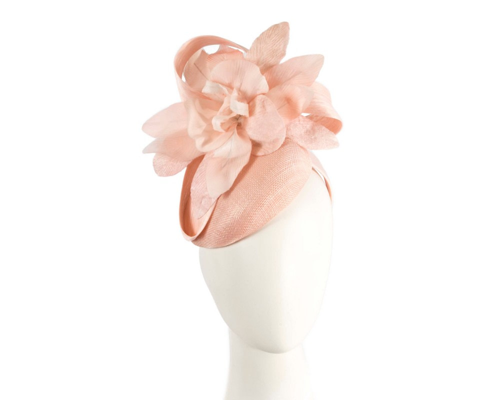 Bespoke pink pillbox racing fascinator with flower by Fillies Collection