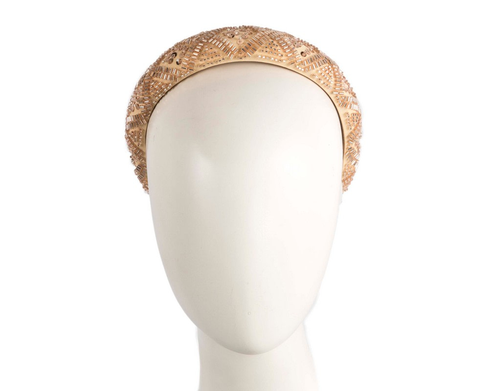Beaded gold fascinator headband by Cupids Millinery