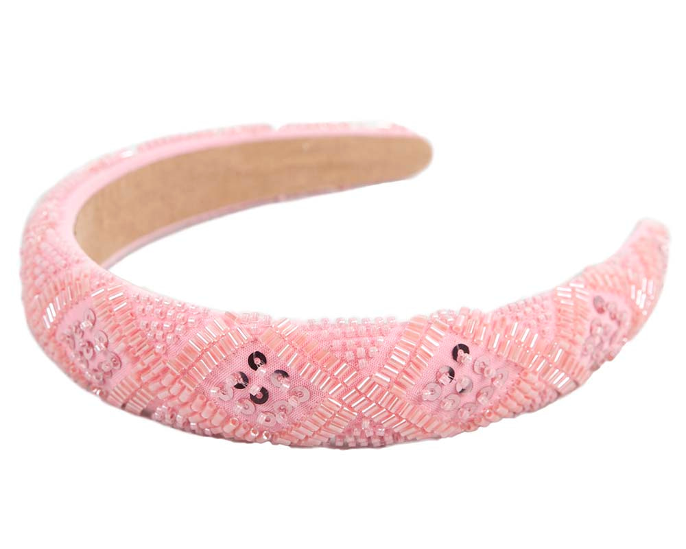 Beaded pink fascinator headband by Cupids Millinery - Image 2