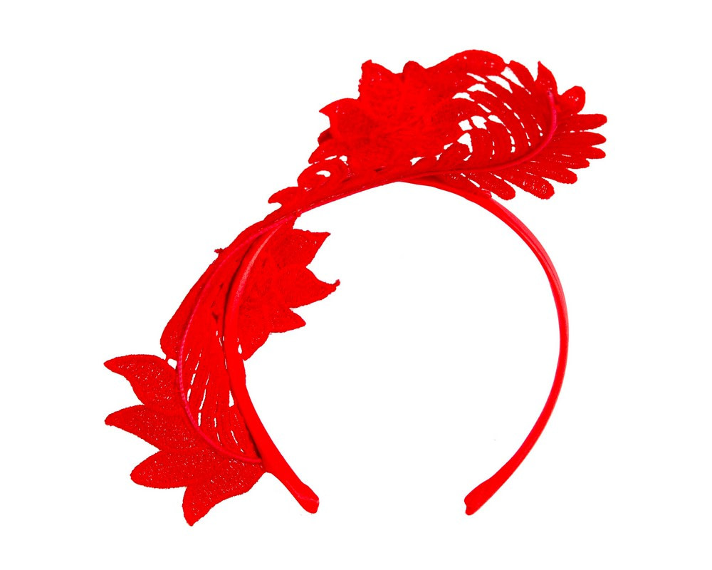 Red Crown Fascinator with Lace by Max Alexander - Image 4