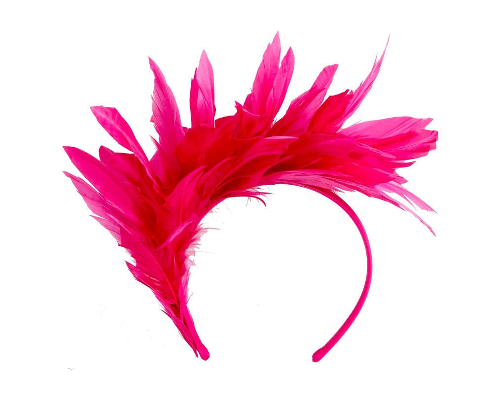 Fuchsia feather fascinator headband by Max Alexander - Fascinators.com.au Fuchsia feather fascinator headband by Max Alexander - Image 2