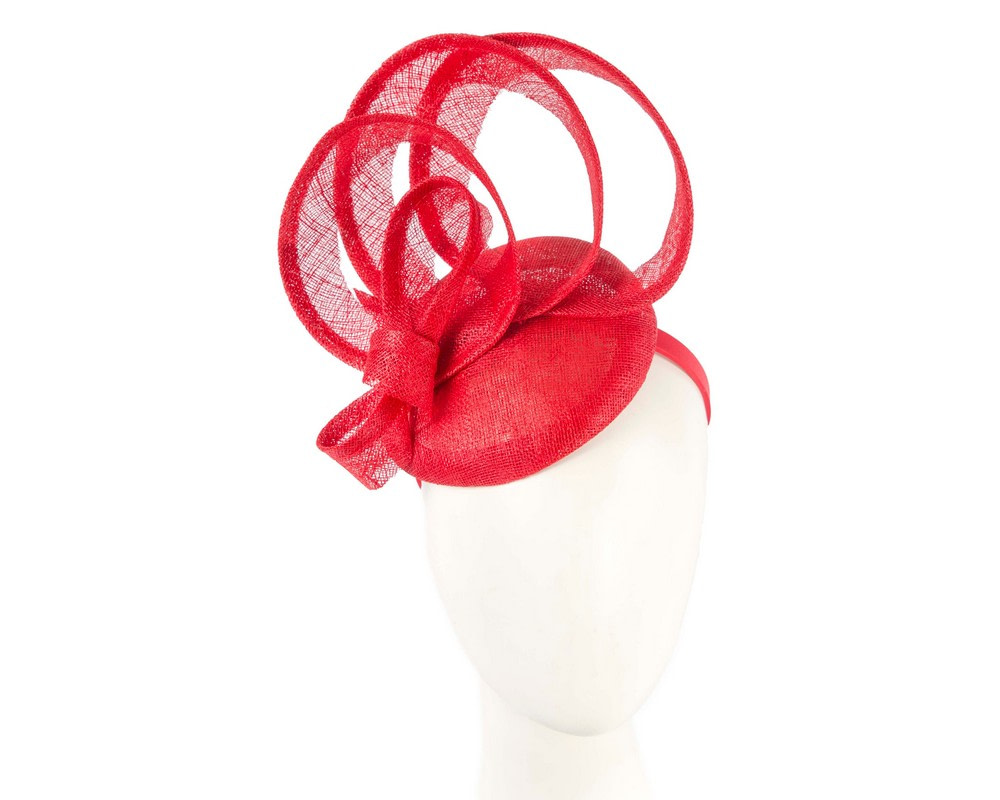 Sculpted red sinamay fascinator by Max Alexander