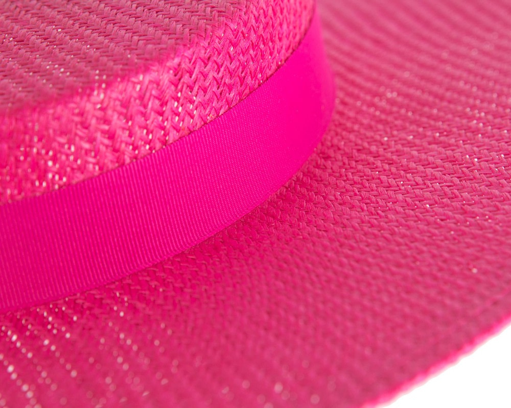 Fuchsia Max Alexander Boater Hat - Fascinators.com.au Fuchsia Max Alexander Boater Hat - Image 3