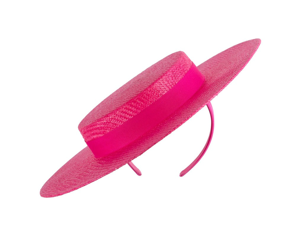Fuchsia Max Alexander Boater Hat - Fascinators.com.au Fuchsia Max Alexander Boater Hat - Image 2