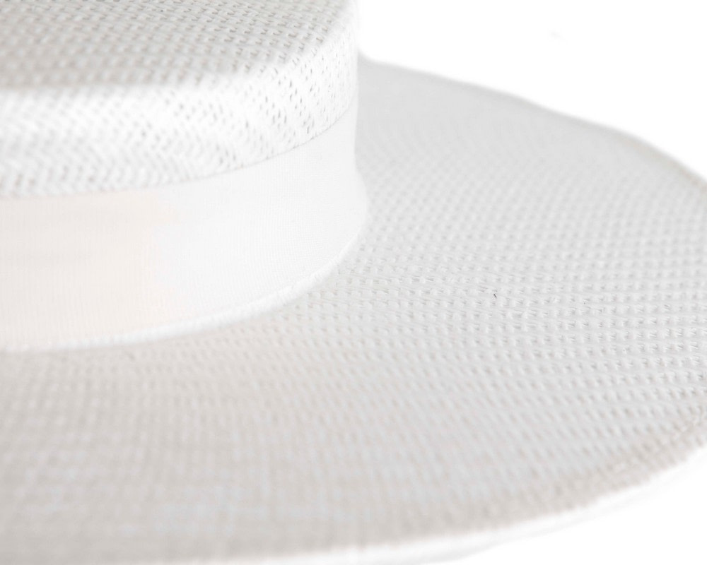 White Max Alexander Boater Hat - Fascinators.com.au White Max Alexander Boater Hat - Image 3