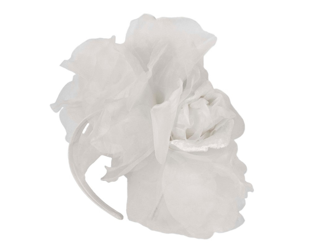Large white silk flower fascinator by Fillies Collection - Image 2
