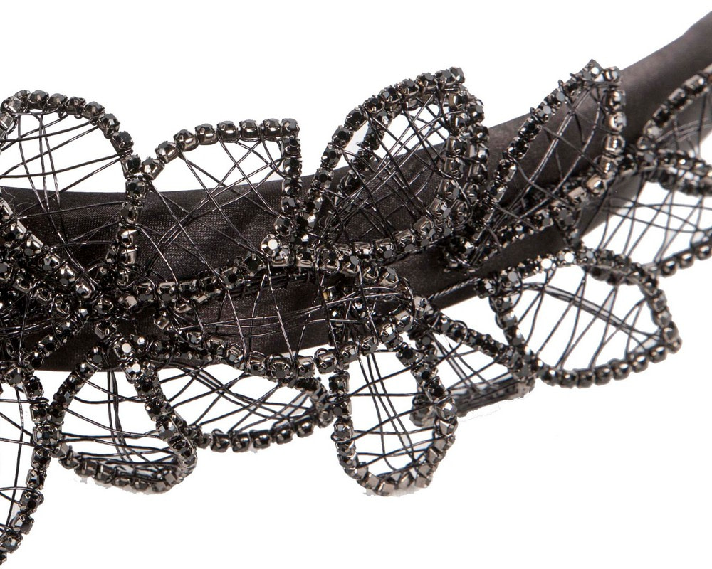 Elegant Black Leaf Fascinator Headband by Fillies Collection - Image 4