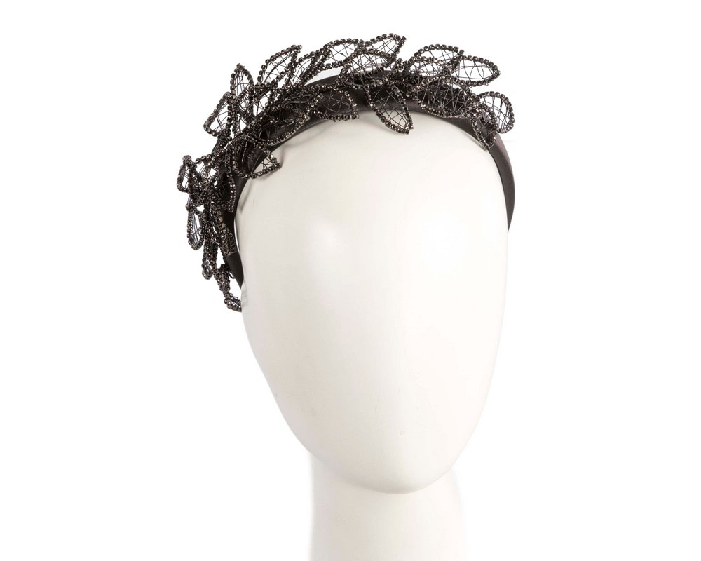 Elegant Black Leaf Fascinator Headband by Fillies Collection